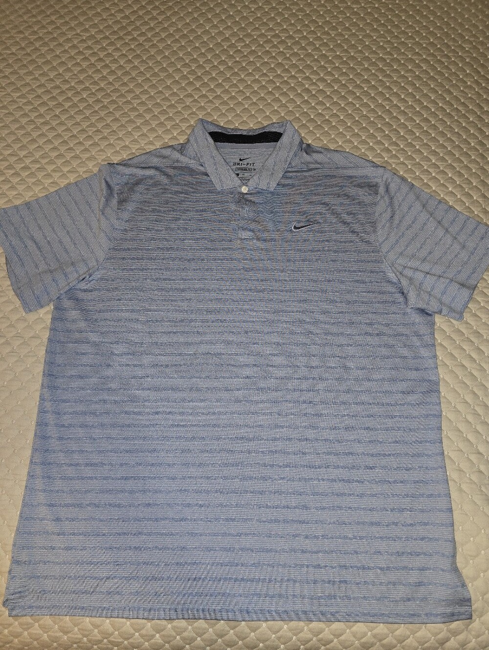 XL - Nike Mens DRI-FIT Light Blue Heathered Stripe Golf Polo. (CLEAN)